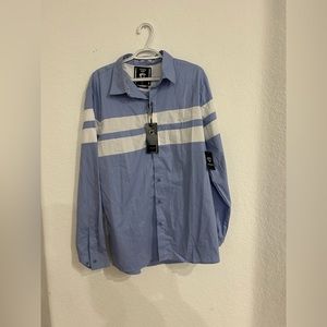 💥PRICE⬇️ 
FRIED DENIM • Blue & White Long Sleeve Shirt • XL